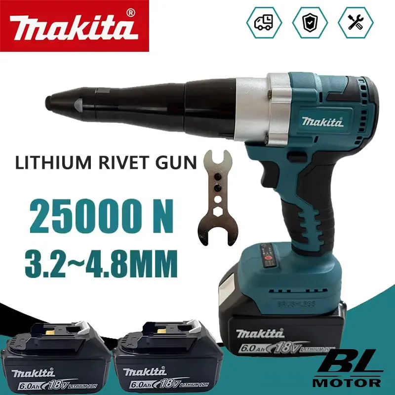 Power Tools Jack - Makita 25000N Borstelloze Elektrische Klinknagelpistool Draadloze