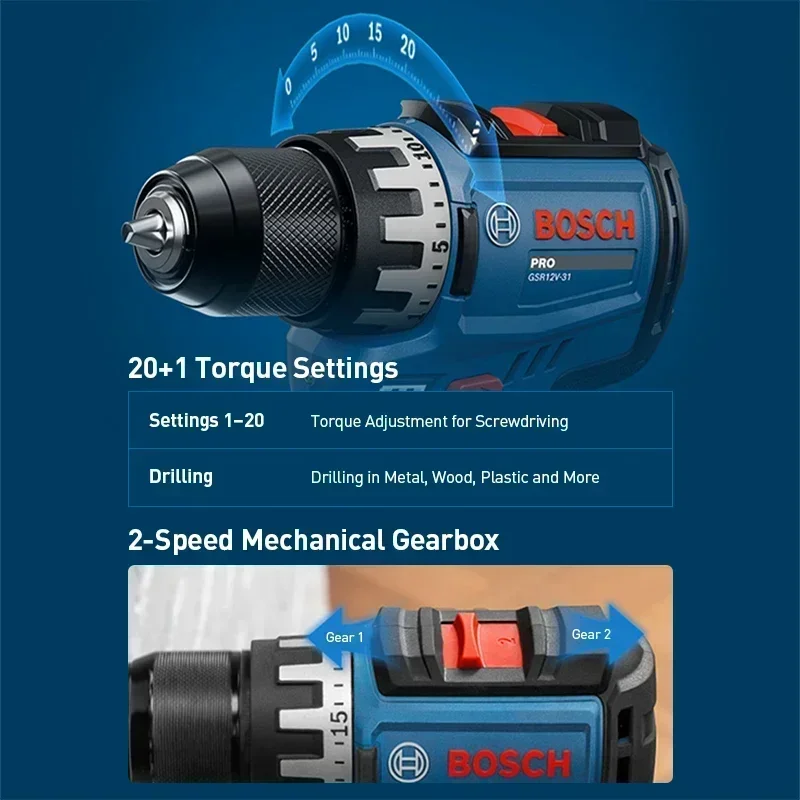 BOSCH GSR12V-31 Draadloze Elek - Cordless Drill Driver recensie en prijs